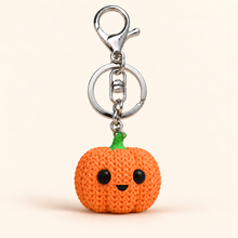 Cute Pumpkin keychain with silver hardware