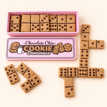 Cookie dominoes with pink storage box and illustrated lid